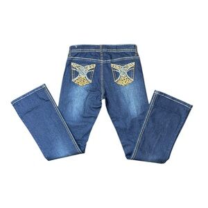 NWT South Pole McBling Dark Blue Denim Low Rise Rhinestone Bootcut Jeans Size 13
